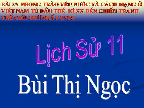 Bài 23. Phong trào yêu nước và cách mạng ở Việt Nam từ đầu thế kỉ XX đến Chiến tranh thế giới thứ nhất (1914)