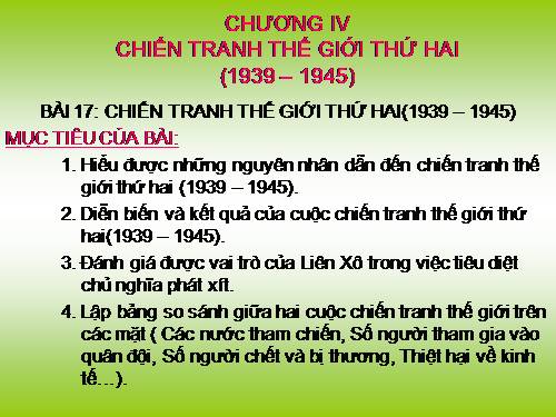 Bài 17. Chiến tranh thế giới thứ hai (1939- 1945)