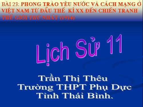 Bài 23. Phong trào yêu nước và cách mạng ở Việt Nam từ đầu thế kỉ XX đến Chiến tranh thế giới thứ nhất (1914)