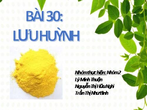 Bài 30. Lưu huỳnh