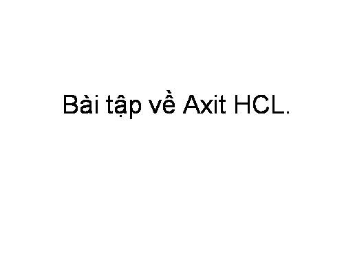 Bài tập về Axit HCl