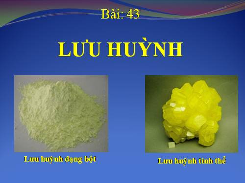 Bài 30. Lưu huỳnh