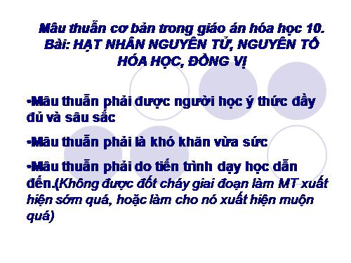 Mâu thuẫn cơ bản trong giáo án hóa học