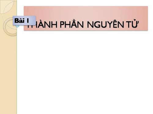 Bài 1. Thành phần nguyên tử