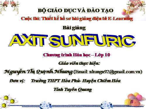 Bài 33. Axit sunfuric - Muối sunfat