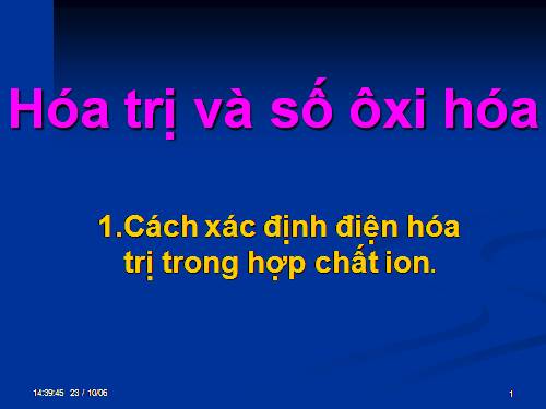 Bài 15. Hoá trị và số oxi hoá