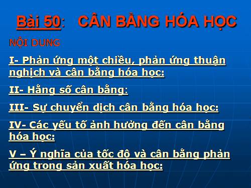 Bài 38. Cân bằng hoá học