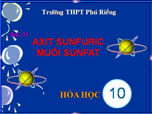 Bài 33. Axit sunfuric - Muối sunfat