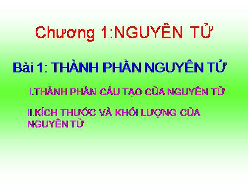 Bài 1. Thành phần nguyên tử