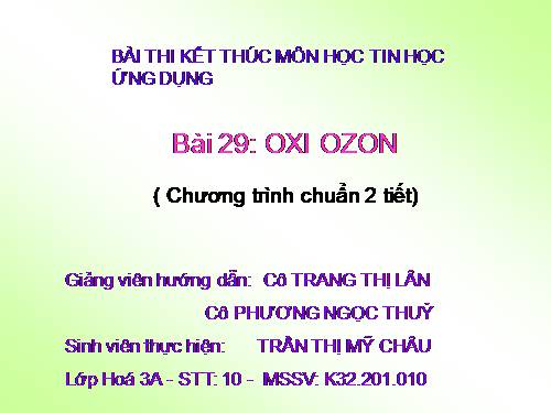 Bài 29. Oxi - Ozon