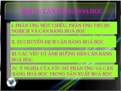 Bài 38. Cân bằng hoá học