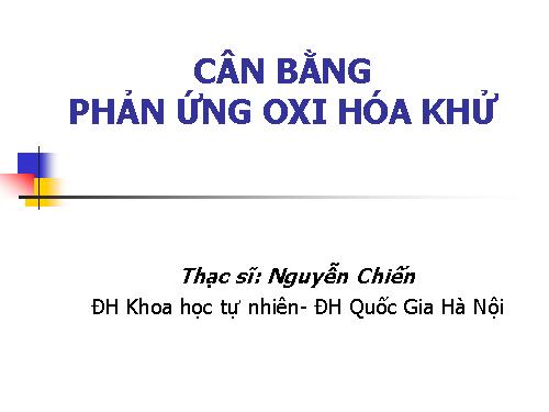 cân bằng phản ứng oxi hóa khử