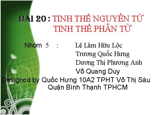 Bài 14. Tinh thể nguyên tử và tinh thể phân tử