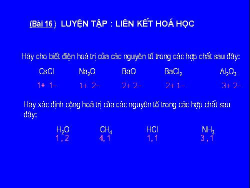 Bài 16. Luyện tập: Liên kết hoá học