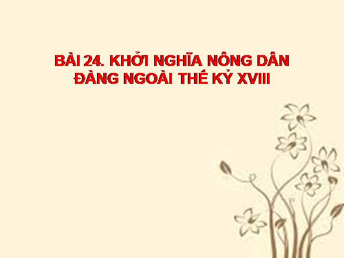 Bài 24. Khởi nghĩa nông dân Đàng Ngoài thế kỉ XVIII