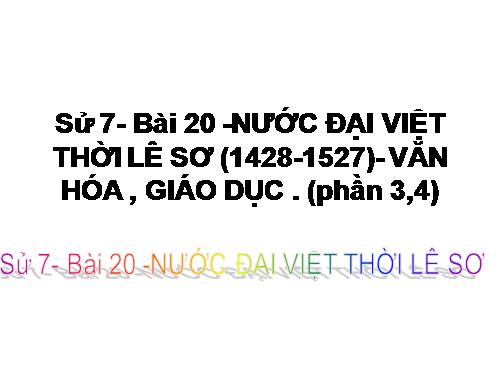 Bài 20. Nước Đại Việt thời Lê sơ (1428 - 1527)