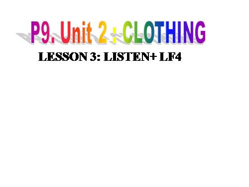 Unit 2. Clothing