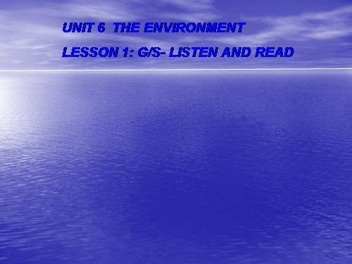 Unit 6. The environment