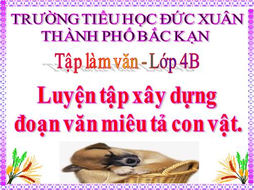 Tuần 31-32. Luyện tập xây dựng đoạn văn miêu tả con vật