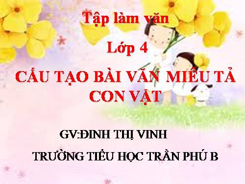 Tuần 29. Cấu tạo của bài văn miêu tả con vật