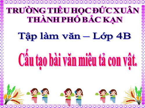 Tuần 29. Cấu tạo của bài văn miêu tả con vật