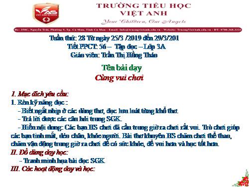 Tuần 28. Cùng vui chơi