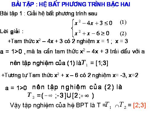 hệ bất phương trình bậc 2