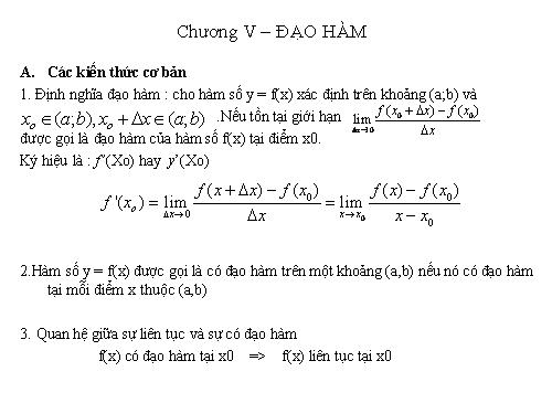 Đạo hàm - Tính đạo hàm bằng định nghĩa