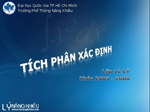 TÍCH PHÂN NGUYÊN HÀM