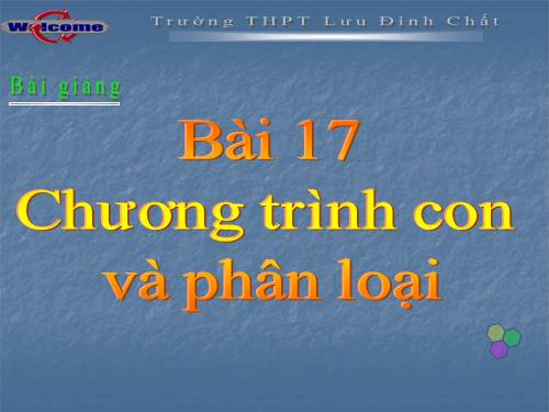 Bài 17. Chương trình con và phân loại