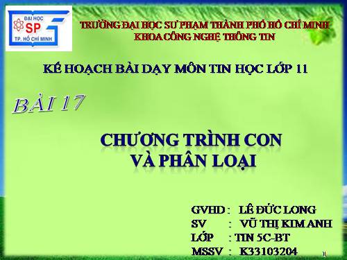 Bài 17. Chương trình con và phân loại