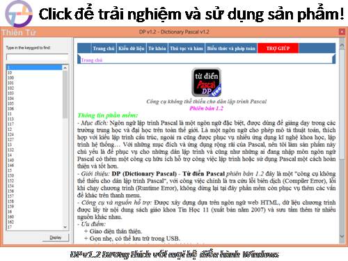 DP v1.2 - Từ điển Pascal | Thực hiện ngày: 30/1/2013