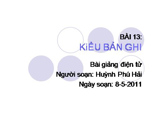 Bài 13. Kiểu bản ghi