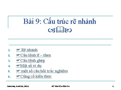 Bài 9. Cấu trúc rẽ nhánh