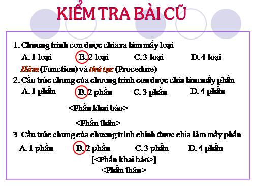 Bài 18. Ví dụ về cách viết và sử dụng chương trình con