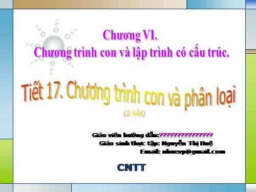 Bài 17. Chương trình con và phân loại