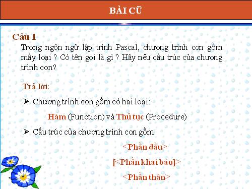 Bài 18. Ví dụ về cách viết và sử dụng chương trình con