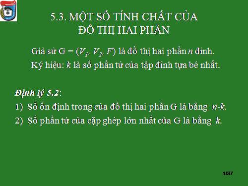 Lý thuyết đồ thị - Bài 09: Một số tính chất của đồ thị hai phần