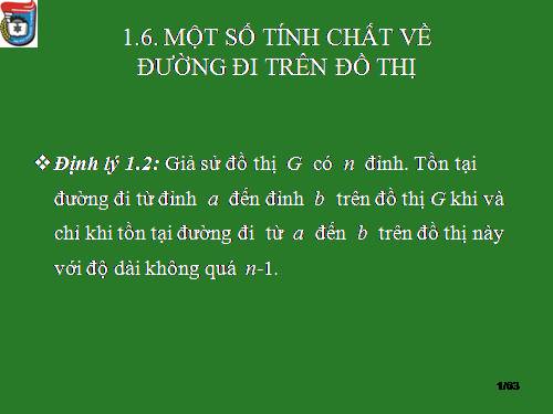 Lý thuyết đồ thị - Bài 02 - Một số tính chất về đường đi trên đồ thị