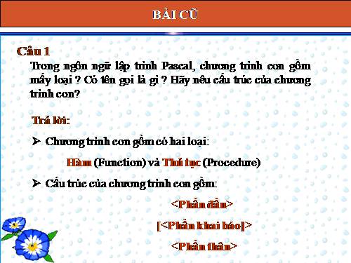 Bài 18. Ví dụ về cách viết và sử dụng chương trình con