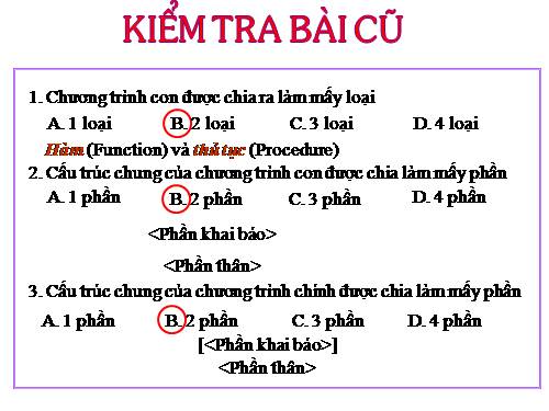 Bài 18. Ví dụ về cách viết và sử dụng chương trình con