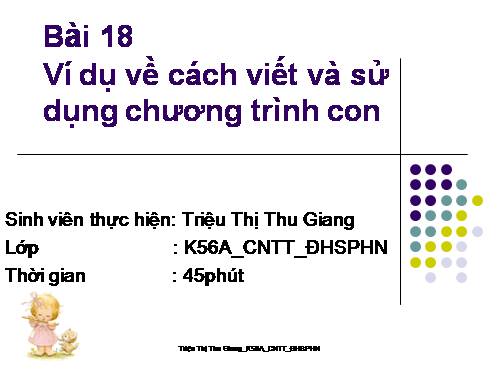 Bài 18. Ví dụ về cách viết và sử dụng chương trình con