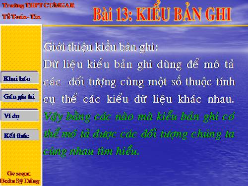 Bài 13. Kiểu bản ghi