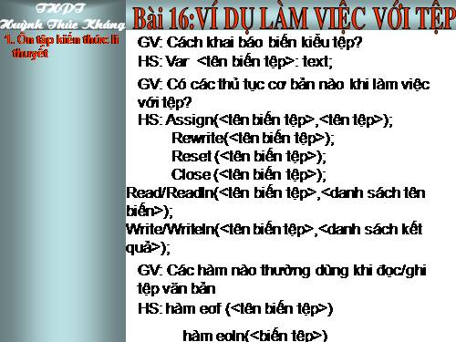 Bài 16. Ví dụ làm việc với tệp