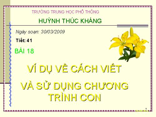 Bài 18. Ví dụ về cách viết và sử dụng chương trình con