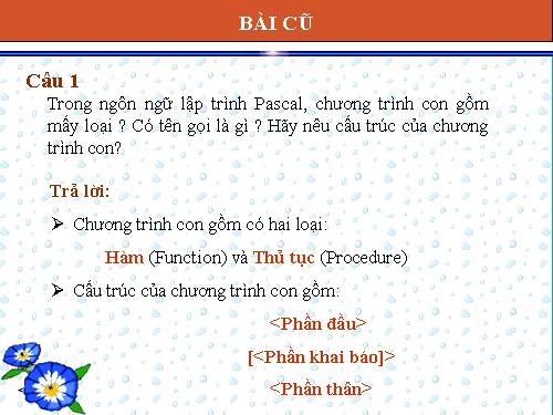 Bài 18. Ví dụ về cách viết và sử dụng chương trình con