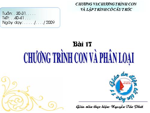 Bài 17. Chương trình con và phân loại