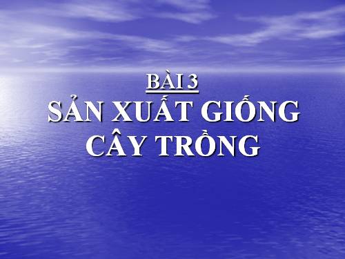 Bài 3. Sản xuất giống cây trồng