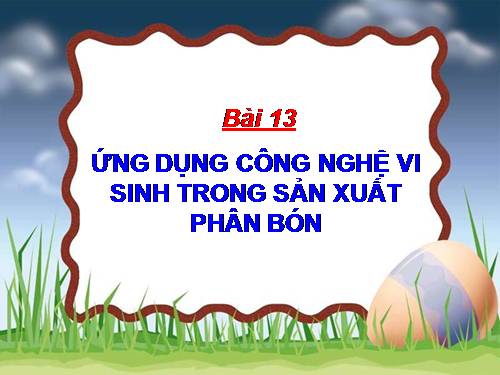 Bài 13. Ứng dụng công nghệ vi sinh trong sản xuất phân bón