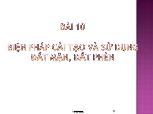 Bài 10. Biện pháp cải tạo và sử dụng đất mặn, đất phèn